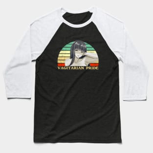 Vagitarian Pride - Lesbian Anime Pun - Retro Sunset v2 Baseball T-Shirt